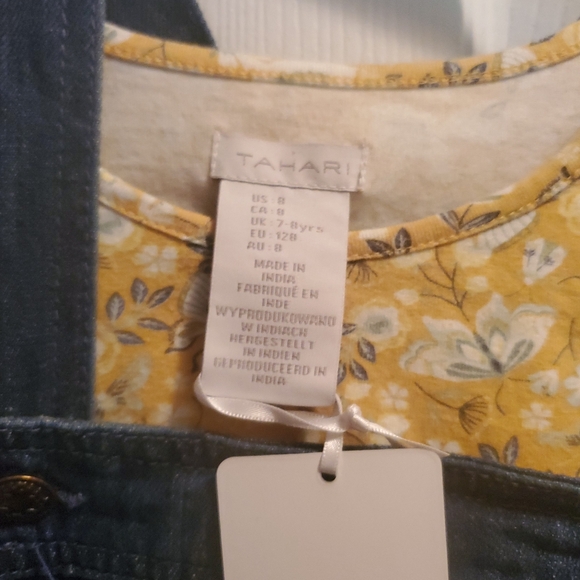 COPY - 🌻Tahari Girls Denim Overall Jumper Dress with Longsleeve Top and head Ba - Picture 3 of 4